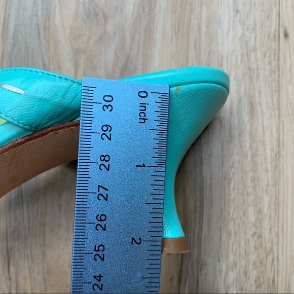 LILLY PULITZER Vintage Thong Kitten Heel Sandal Teal Green Shoes Size 7.5 Preppy - Picture 4 of 6